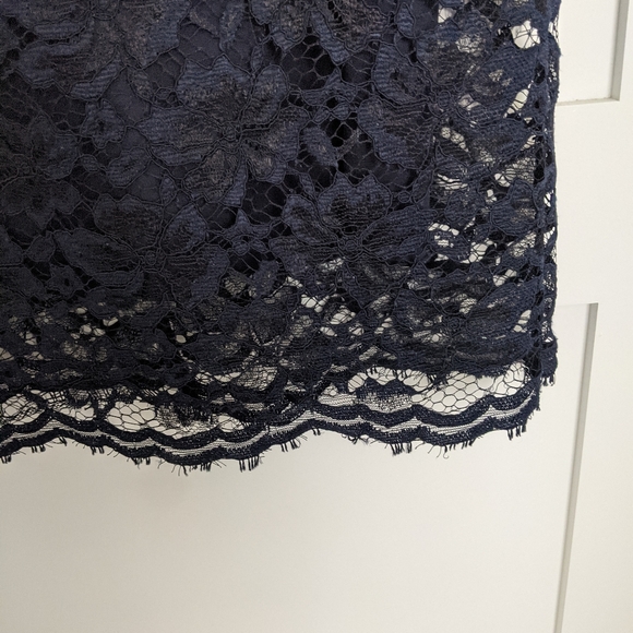 Formal Navy Lace Midi Dress - Picture 4 of 8